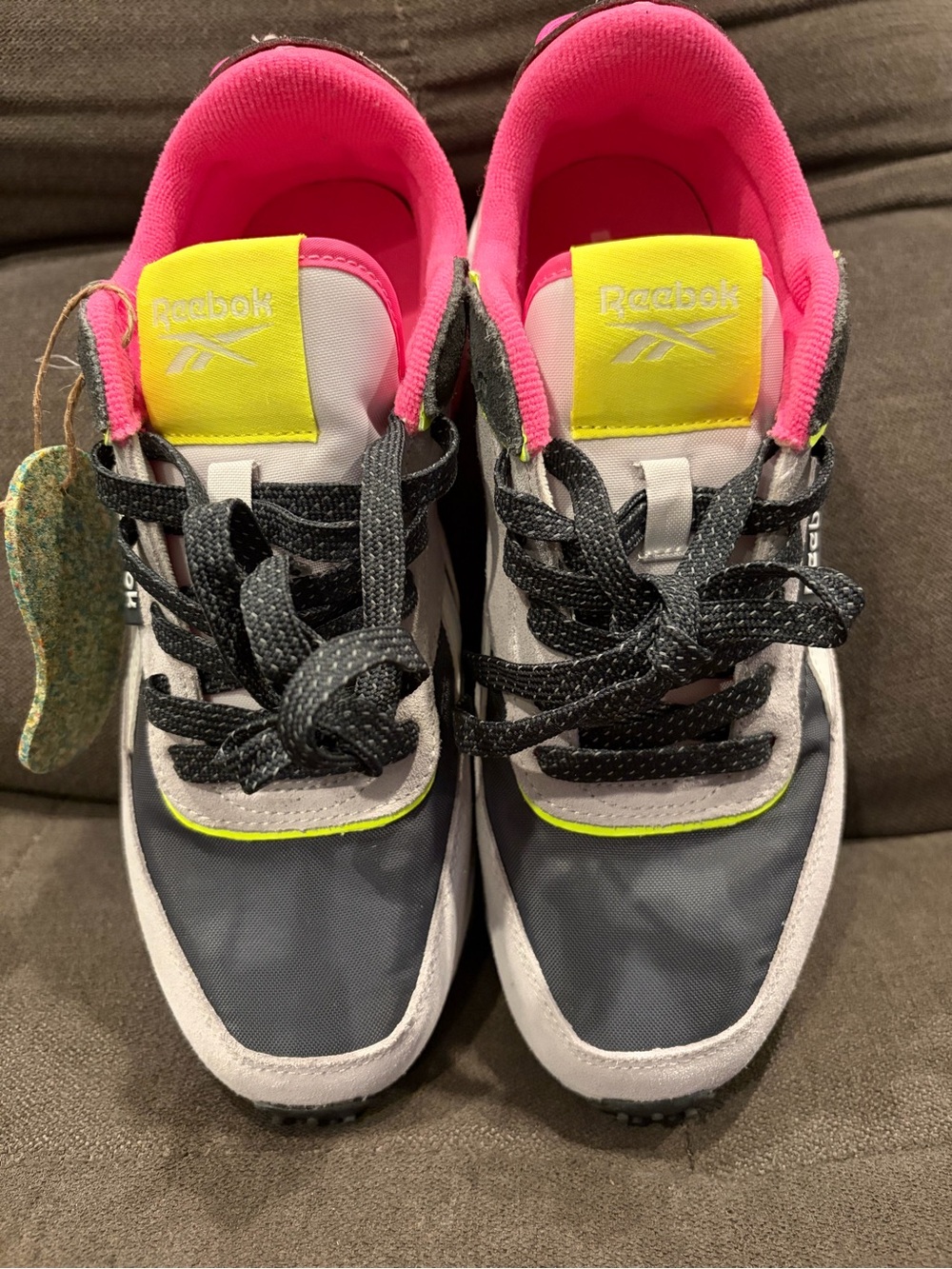 Reebok Gray, Pink & Yellow Athletic Sneakers